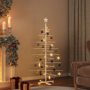 Wooden Christmas Tree Brown Solid Pine Wood, Bamboo Small/Medium - 1 of 4