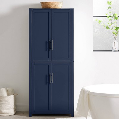 Navy Shaker-Style Tall Kitchen Storage Pantry with Adjustable Shelves