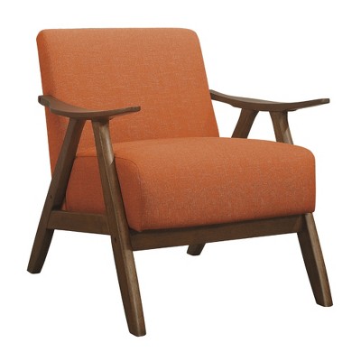 Lexicon Damala Collection Retro Inspired Wood Frame Accent Chair Seat with Polyester Fabric for Living Rooms and Offices, Orange