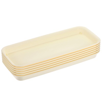 Unique Bargains Indoor Outdoor Plastic Rectangular 39x17cm Plant Pot Saucer Flower Drip Tray Beige 6 Pcs