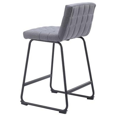 Gray Tufted Metal Frame Counter Stools, Set of 2