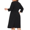 Agnes Orinda Women's Plus Size Vintage Wear Crew Neck 3/4 Sleeve Tunic Midi Dresses for Work Office Cocktail - 4 of 4