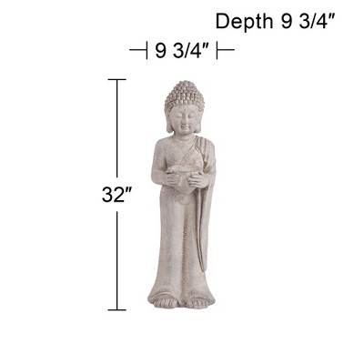 Gray Faux Stone Standing Buddha Zen Garden Statue