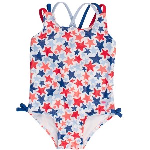 RuffleButts Girls UPF50+ Sun Protected Cross-Back One Piece - 1 of 4