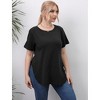 Women's Round Neck Split Hem Short Sleeve T-Shirt Casual Basic Stretchy Cotton Tee Summer Top - 3 of 4