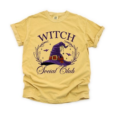 Simply Sage Market Women's Witch Social Club Purple Hat Short Sleeve Garment Dyed Tee