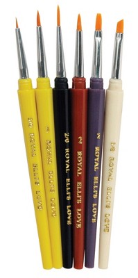 Royal & Langnickel Soft Grip Bottom Flat Golden Taklon Fiber Paint Brush  Set, Assorted Size, Set Of 5 : Target