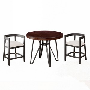 Christopher Knight Home Julian 3pc Upholstered Wood and Metal Bar Height Dining Set Black - 1 of 4