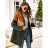 Women's Fuzzy Hoodies Color Block Cardigan Oversized Pockets Warm Jackets Fleece Hoodies - 4 of 4