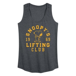 Women's - Peanuts - Snoopy Lifting Club Graphic Racerback Tank - 1 of 4