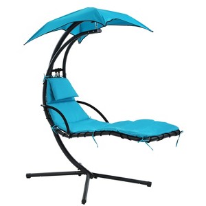 FDW Hammock Curved Hanging Chaise Lounge Chair with Adjustable Canopy and Removable Cushions - 1 of 4