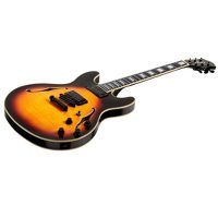 Indio by Monoprice Boardwalk Flamed Maple Semi Hollow Body Electric Guitar with Gig Bag