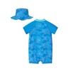 Andy & Evan  Infant  Blue Swim Romper w/Hat - 2 of 4