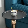 Syemin End Tables Round Side Table for Small Space, Cocktail Table, Living Room Small Coffee Table, Black End Table, Black, 14.96"*14.96"*21.26" - 4 of 4