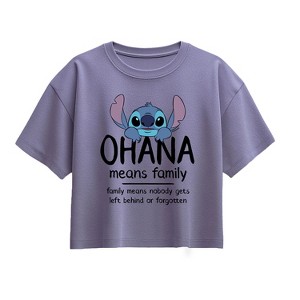 Girls' - Disney - Ohana Means Family-Girl Short Sleeve Boxy Tee Short Sleeve Boxy Graphic T-Shirt - 1 of 1