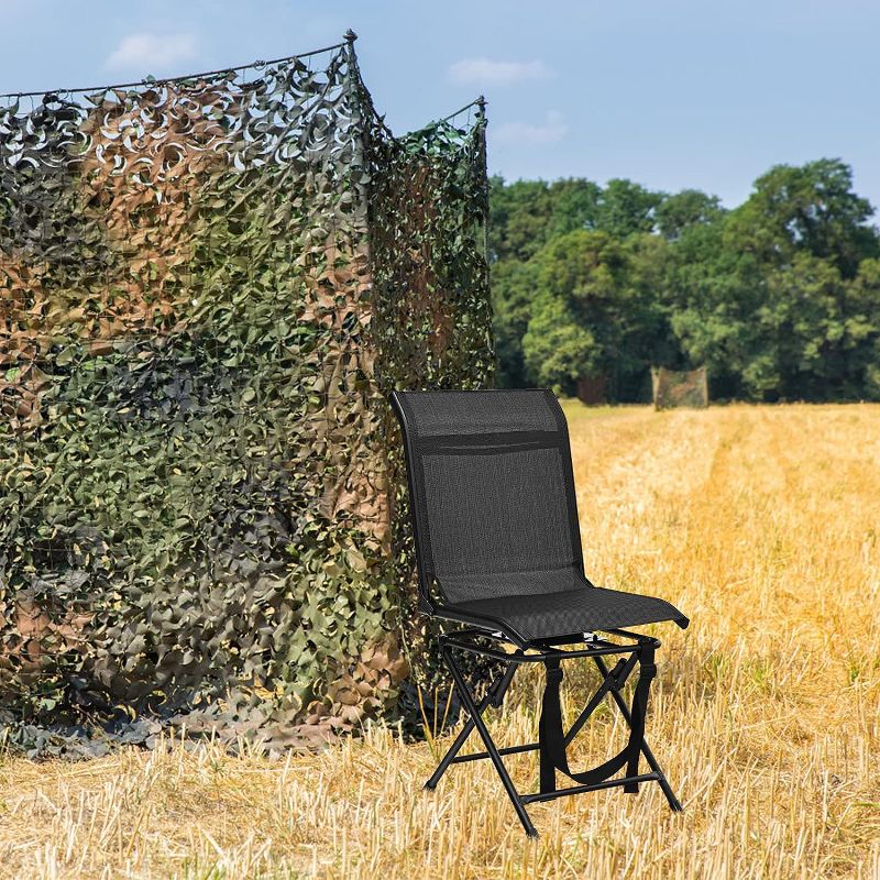 Tangkula 360-degree Swivel Blind Chair Foldable Hunting Chair w/Mesh Back & Non-Slipping Pads, 4 of 11