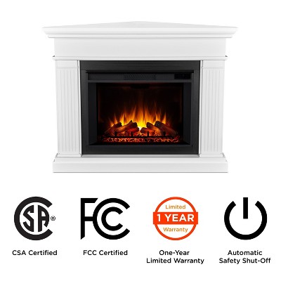 Kennedy 56" White Electric Corner Fireplace with Mantel