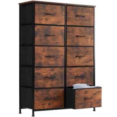 AZL1 Life Concept Utility Storage Drawers Stylish and Functional Storage, 10 Drawer Dresser for Nursery, Closet, Entryway, Brown, 31.5"*11.8"*45.6"
