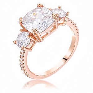 Slickblue Trendy 3.65 Ct. Modern Royal Engagement Ring for Women, Cushion & Round CZ, Rose Gold/Silver/Gold, Sizes 5-10 - 1 of 2