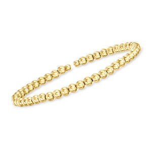 Pure Collection by Ross-Simons Italian 4mm 14kt Yellow Gold Bead Cuff Bracelet Size 7 - 1 of 3
