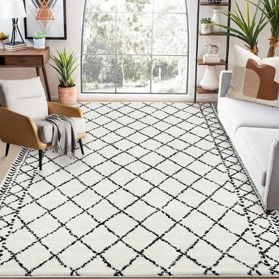 Moroccan Rug Modern Geometric Area Rug Fluffy Rug Carpet