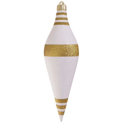 Christmas by Krebs White and Gold Shatterproof Christmas Long Drop Ornament 12.5" (320mm)