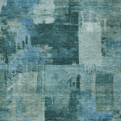 HomeRoots 8' X 10' Teal Blue And Pale Aqua Abstract Washable Indoor Outdoor Area Rug
