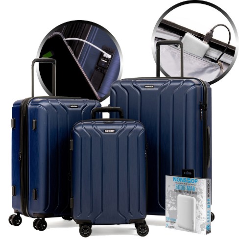 Nonstop New York 3 Piece Set (20 24 28) 4-Wheel Luggage Set + 2 Packing Cubes, Teal