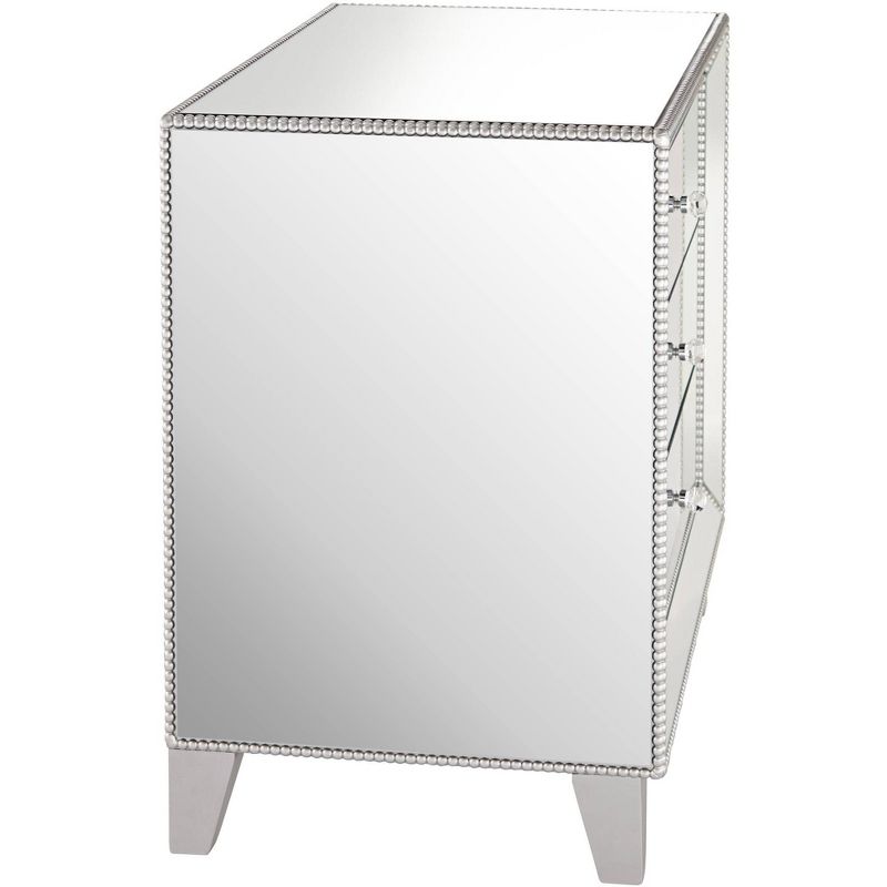 Studio 55D Modern Mirrored Accent Table 30" x 18" with Drawer Silver Beaded Trim for Living Room Bedroom Bedside Entryway House, 5 of 10