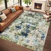 Washable Runner Rug, Soft Modern Abstract Kitchen Rug for Hallway, Laundry, Entryway, Bedroom, Ultra-Thin Non-Slip Rug Runners, Green/Blue Multi - 4 of 4
