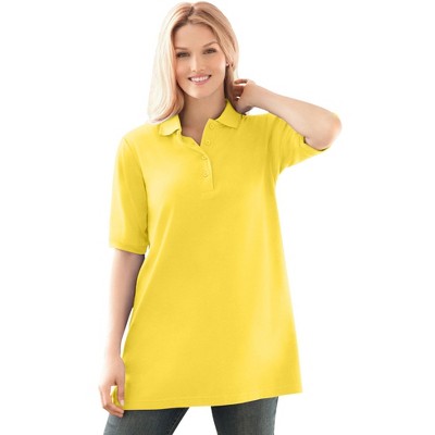 Woman Within Plus Size Elbow-Sleeve Polo Tunic