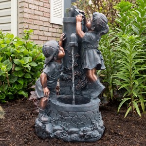 Nature Spring Polyresin Outdoor Water Fountain With Boy and Girl - 1 of 4