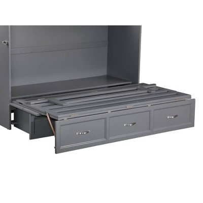 Deerfield Gray Farmhouse Queen Murphy Bed Chest with Charging Station