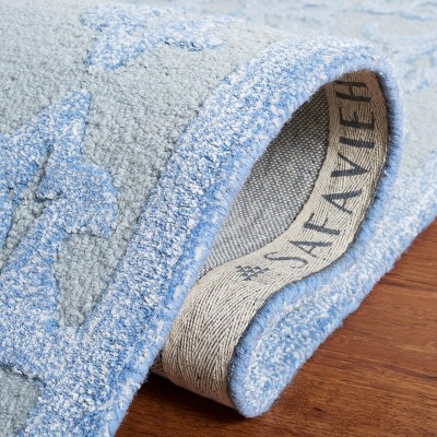 Handmade Blue Wool and Viscose Tufted Round Area Rug