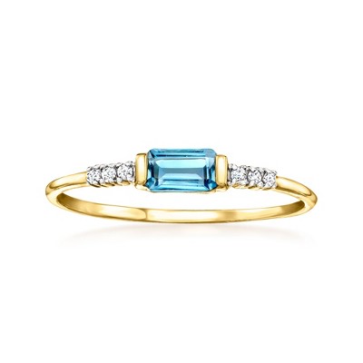 RS Pure by Ross-Simons 0.30 Carat London Blue Topaz Ring With Diamonds in 14kt Yellow Gold