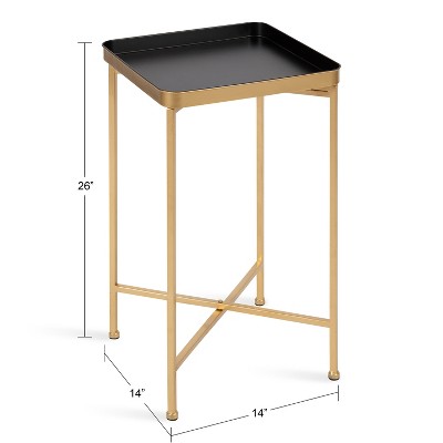 Celia 14x14x26 Modern Black Metal Square Tray Side Table