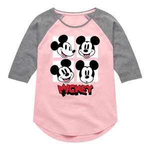Girls' - Disney - Mickey Grid Shirt Tail Raglan Graphic T-shirt - 1 of 3