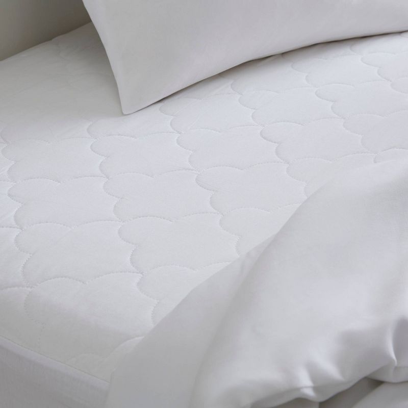 All Natural Cotton Percale Quilted Mattress Pad White, 3 of 12