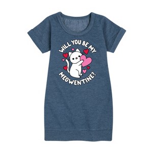 - Instant Message - Valentine's Day Be My Meowentine Graphic Short Sleeve Fleece Dress - 1 of 4