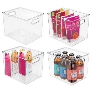  Suzile Plastic Storage Bins with Bamboo Lids Stackable Storage  Containers for Organizing, with Labels and Marker Document Paper Storage  (Medium Large)
