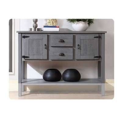 48 Inch Farmhouse Console Table, Entry Table with 2 Drawers and Cabinets, Solid Wood Sofa Table with Shelves