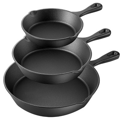 Oster Castaway 3 Piece Cast Iron Pre-seasoned Frying Pans : Target