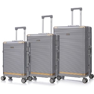 Coolife Luggage set PC+aluminum 20/24/28 inch three models set, stylish aluminum frame password lock luggage - 1 of 4