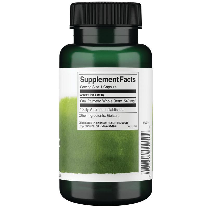 Swanson Herbal Supplement Full Spectrum Saw Palmetto 540 mg Capsule 100ct, 3 of 4