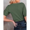 Women's Short Sleeve Sweater Tops 2025 Spring Summer Trendy Crew Neck Casual T Shirts Blouses,Army Green - 2XL - 2 of 4