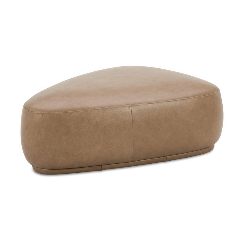 Pebble 44" Rounded Triangle Cocktail Ottoman, Tuscan Tan Brown Top Grain Leather, 1 of 7