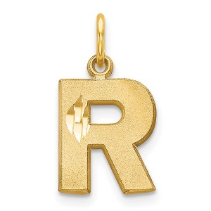 Black Bow Jewelry 14k Yellow Gold, Julia Collection, Small Satin Block Initial R Pendant - 1 of 4