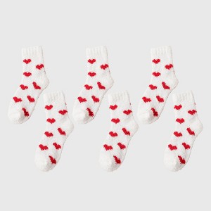Anna-Kaci Women's 6pk Fuzzy Heart Socks - Plush Mid-Calf Socks for Cozy Lounging & Casual Wear - 1 of 3