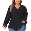 Agnes Orinda Women's Plus Size Hollow Ruffle Long Sleeve V Neck Eyelet Lace Crochet Casual Blouses - 2 of 4
