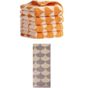 REGALWOVEN 5 Pack Cotton Soft Absorbent Geometric Pattern Hand Towels 13" x 29" - 1 of 4